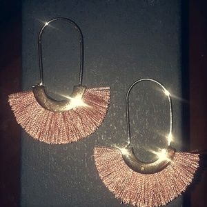 Rose Colored Fringe Hoops